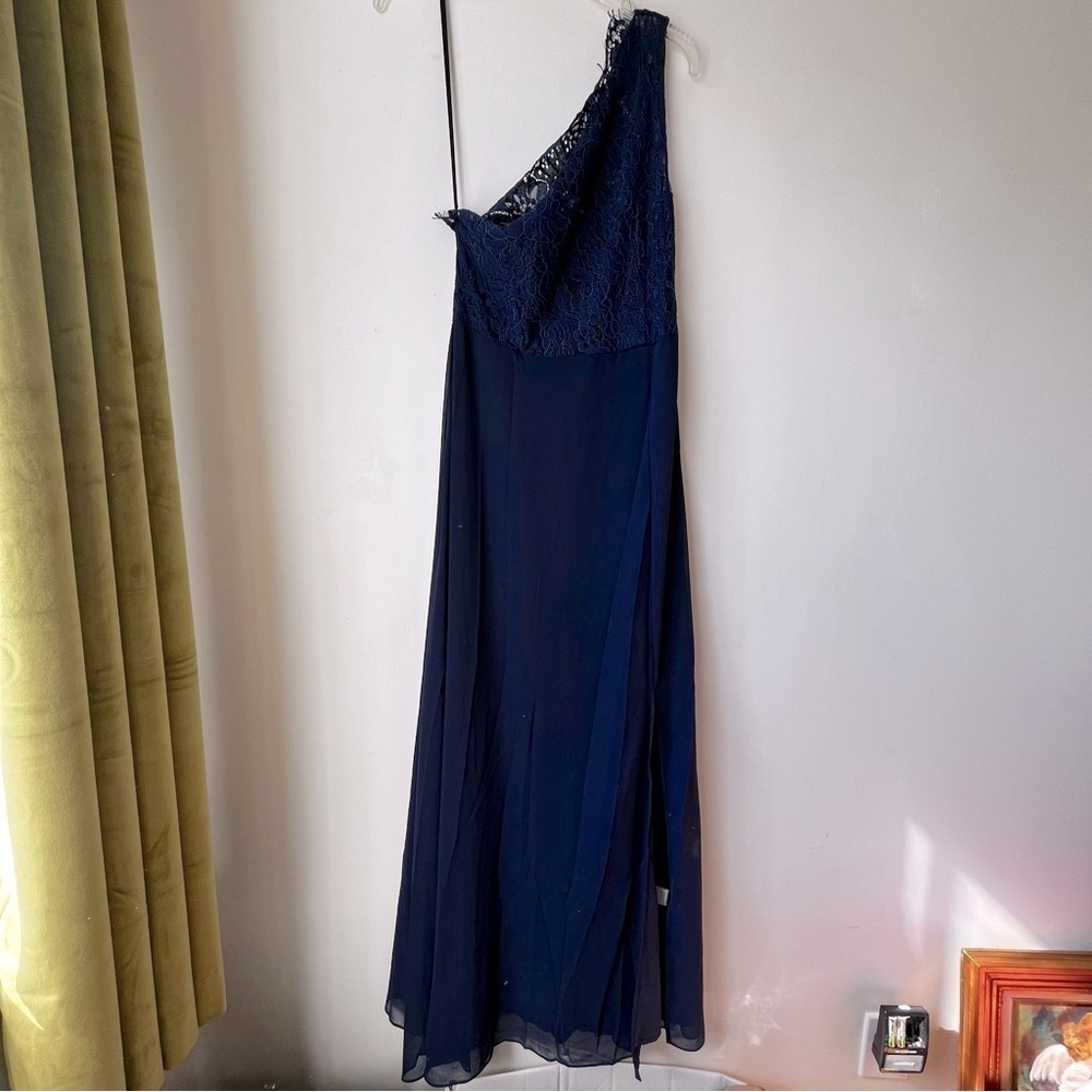 Petal & Pup Diana Navy Blue Lace One Shoulder Maxi Dress S
